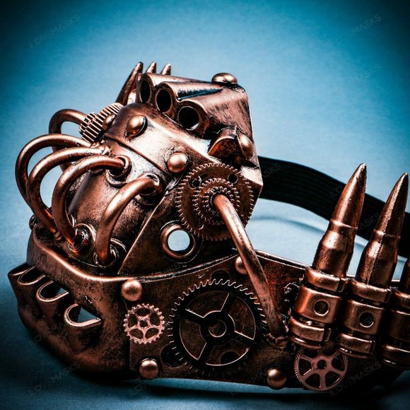 Steampunk Mouth Cover Jaw Mask Copper Robot Cosplay Party Halloween Face Mask - Picture 7 of 8